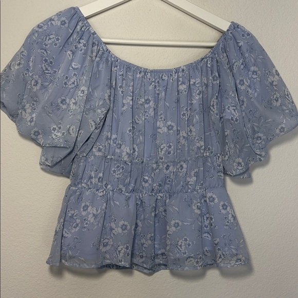 Altar'd State Blue Floral Puff Sleeve Blouse size small - Picture 5 of 5